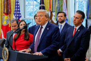 U.S. President Donald Trump makes announcement at the White House